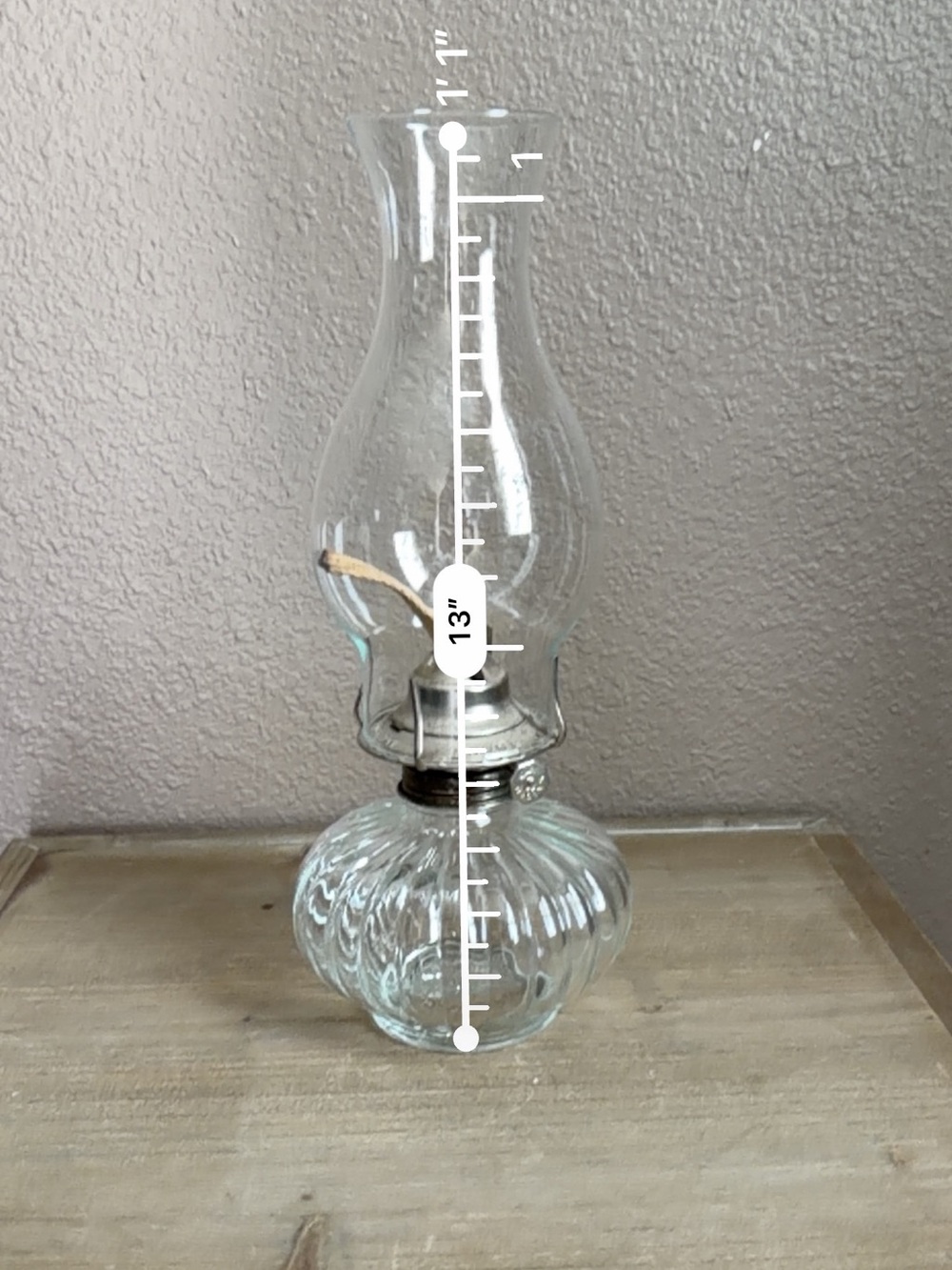 Clear Glass Oil Lamp with Ribbed Base - Picture 5 of 5